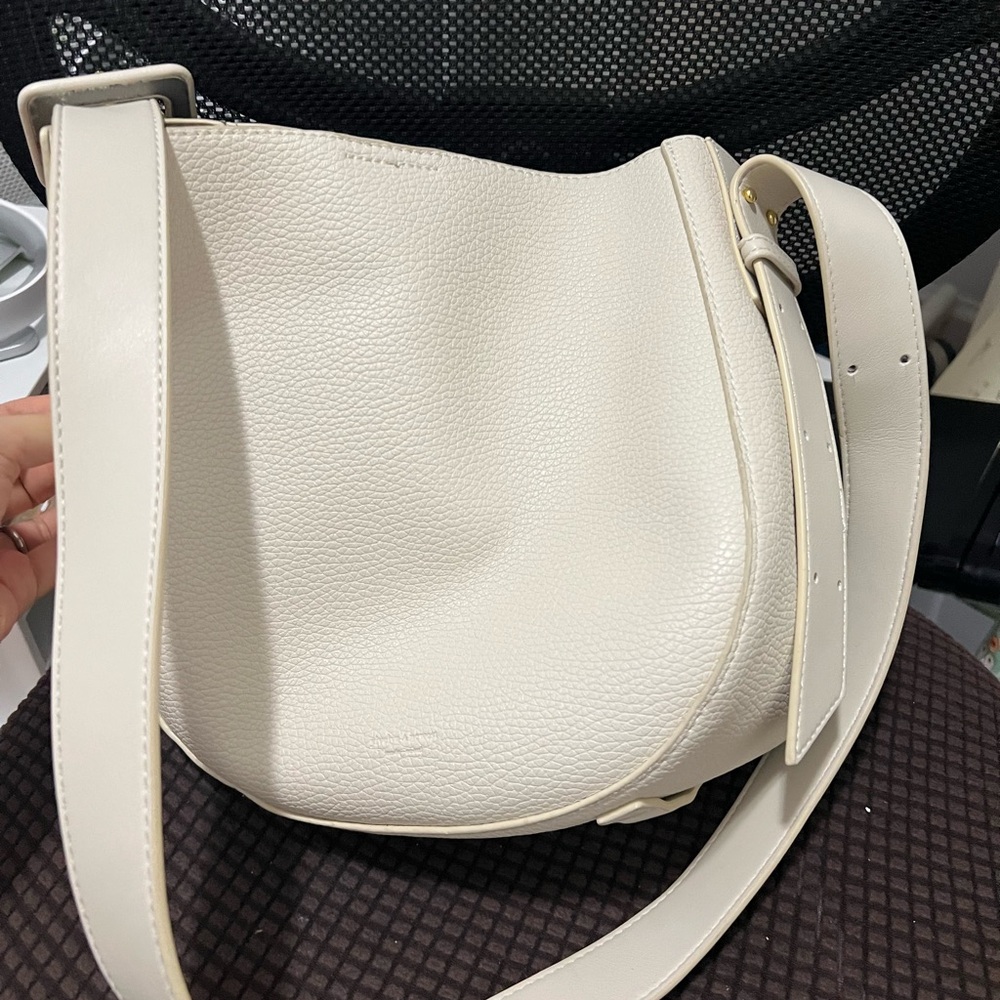 NWOT Real Leather Classic White Crossbody Bag